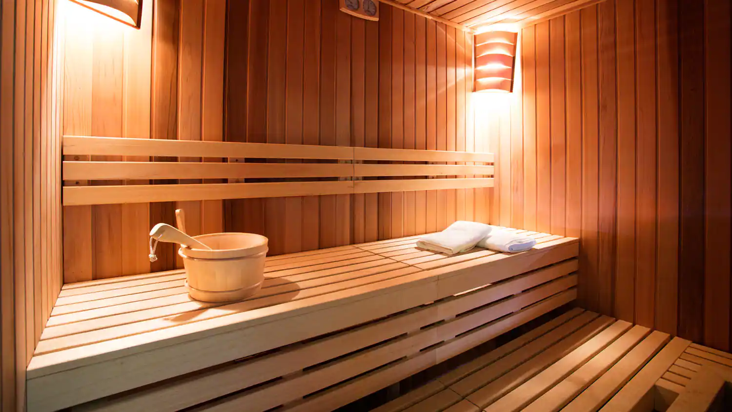 Traditional Finnish sauna interior