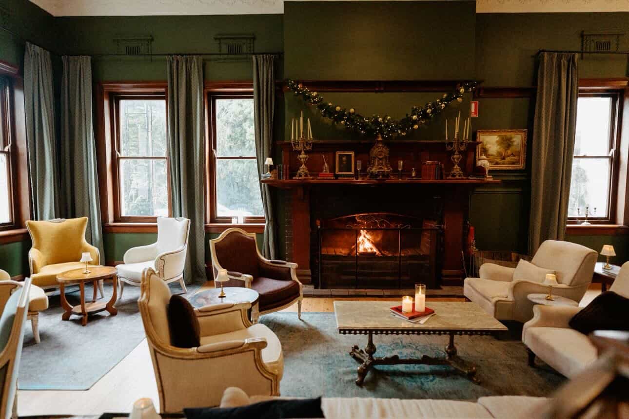 Fireplace at The Robertson Hotel in the Southern Highlands