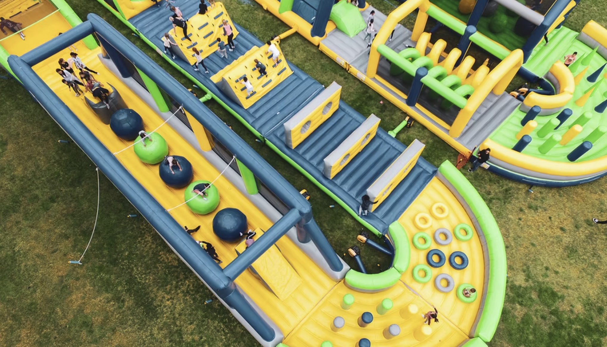 Giant inflatable obstacle course at Tuff Nutterz Centennial Park