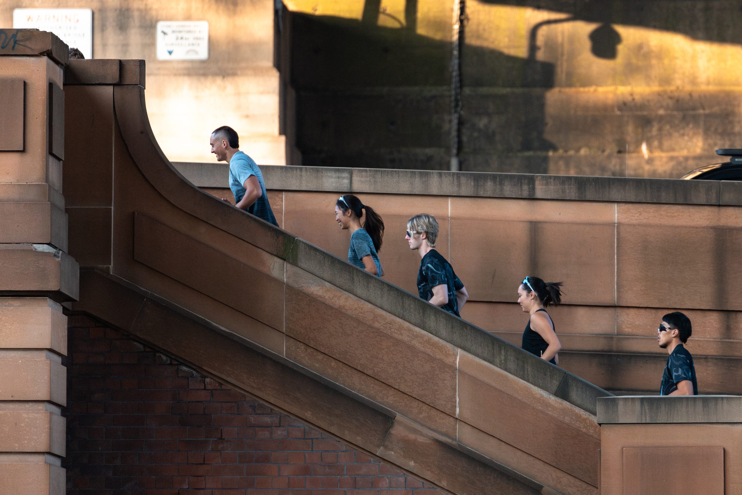 Runners preparing for the Harbour 10 in Sydney