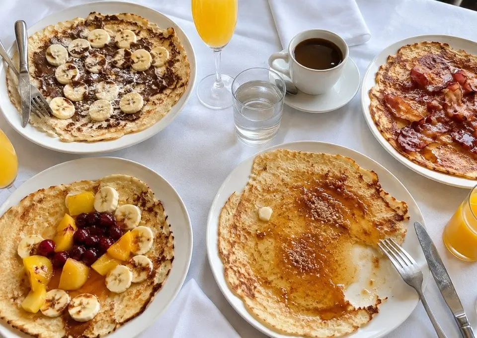 Pancakes with sweet and savoury toppings