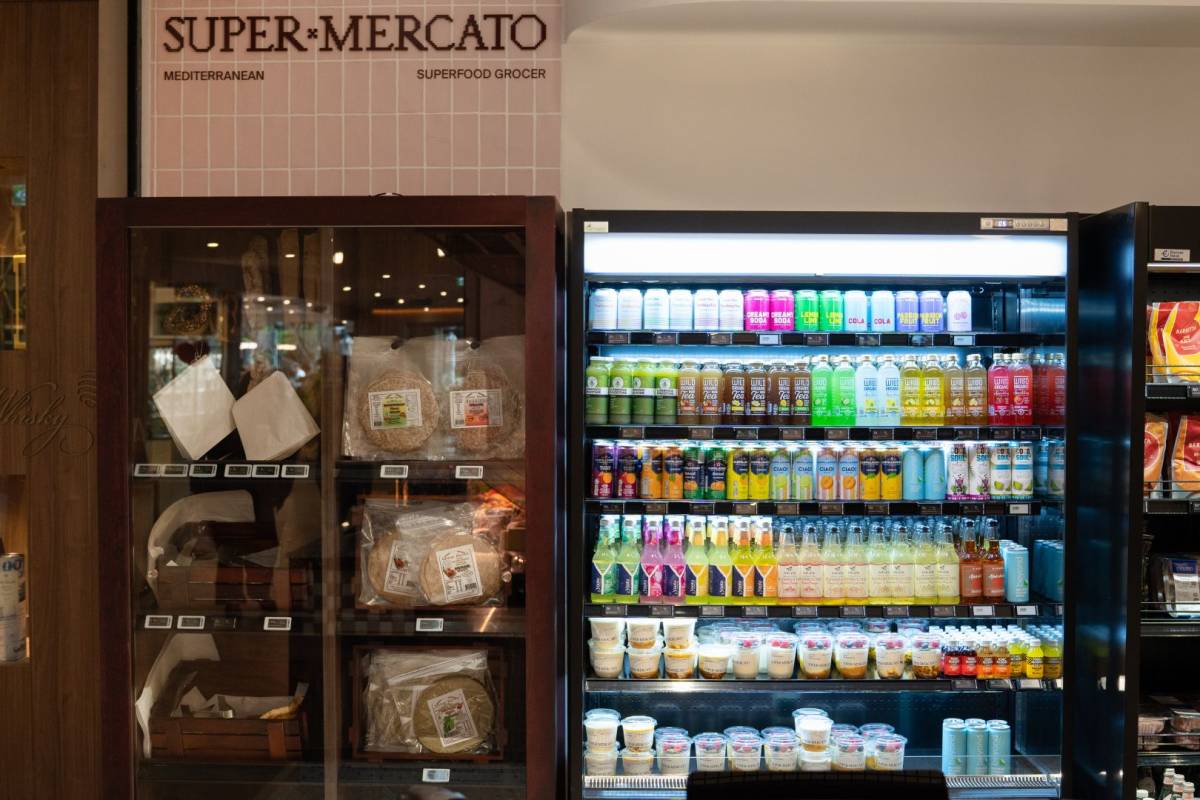 Curated fridge selection at Super Mercato Double Bay