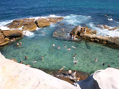 Giles Baths natural rock pool at the northern end of Coogee Beach