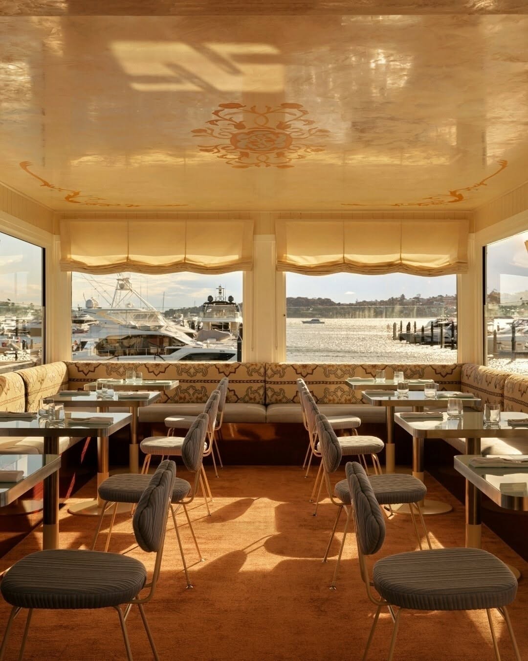 Riva Rose Bay dining room overlooking Rose Bay Marina