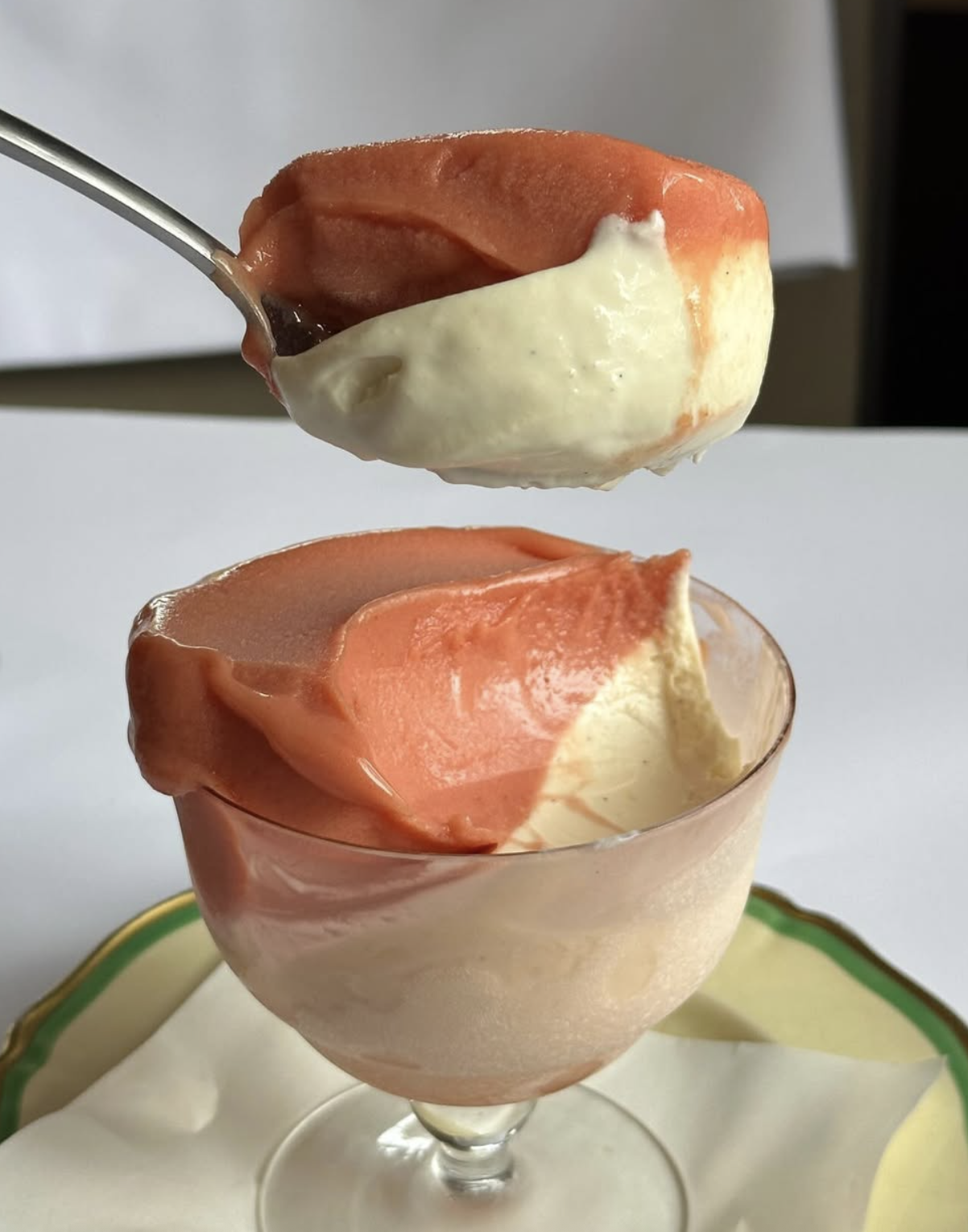 Two-tone frozen dessert served at Corner 75 in Randwick