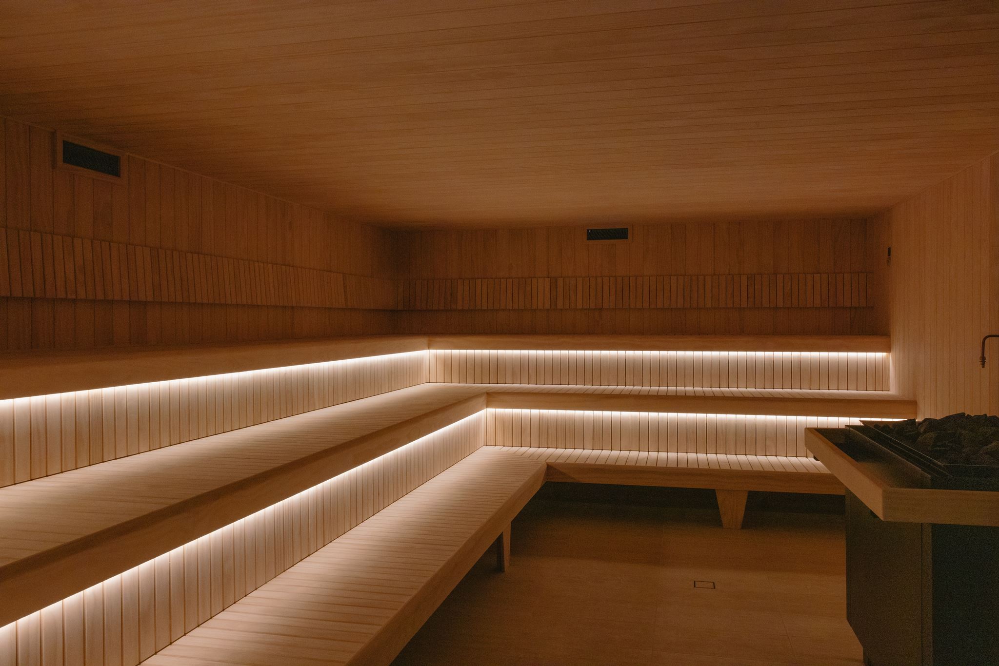 Large timber Finnish sauna at XtraClubs