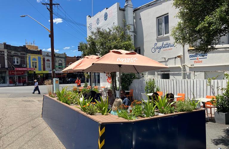 Outdoor restaurant seating in Sydney's East